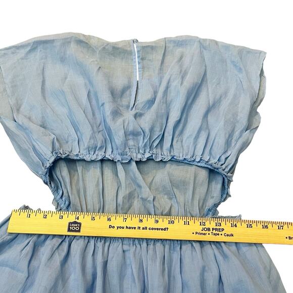 Rebecca Taylor Back Cutout Midi Dress Large Fit And Flare Cap Sleeve Preppy Blue - Picture 8 of 11